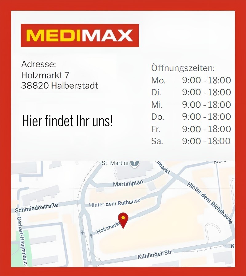 Kartenansicht vom MEDIMAX Standort Halberstadt mit dem Text